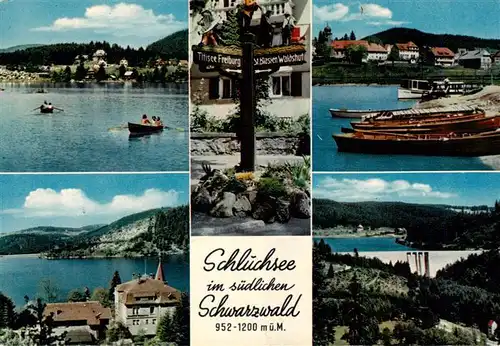 AK / Ansichtskarte 73929446 Schluchsee Seepartien Wegweiser Bootsliegeplatz