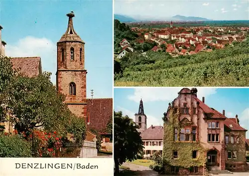 AK / Ansichtskarte  Denzlingen Kirche Panorama Rathaus