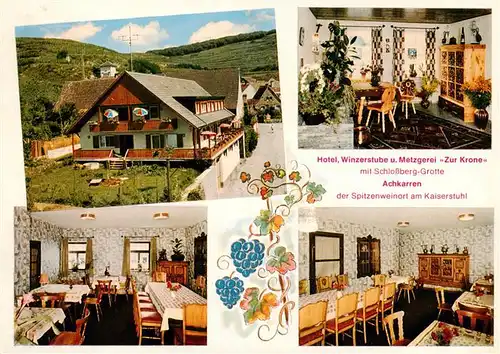 AK / Ansichtskarte  Achkarren Hotel Restaurant Cafe Winzerstube Zur Krone mit Schlossberg Grotte Gastraeume