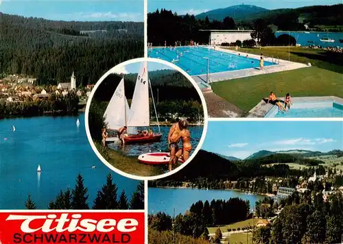 AK / Ansichtskarte 73929553 Titisee-Neustadt Fliegeraufnahme Segeln Freibad Seepartie