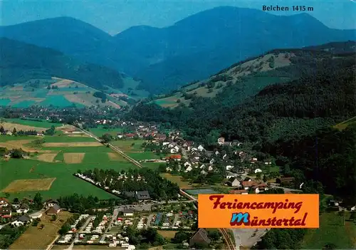 AK / Ansichtskarte 73929581 Muenstertal__Schwarzwald Fliegeraufnahme mit Feriencamping Muenstertal und Belchen