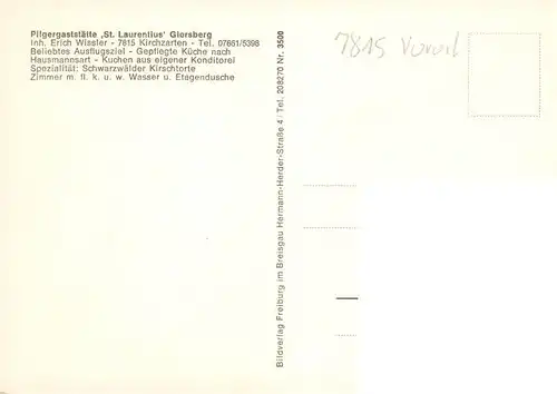 AK / Ansichtskarte  Kirchzarten Pilgergaststaette Giersberg Gastraum Freiterrasse
