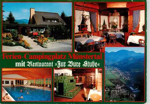 AK / Ansichtskarte 73929617 Muenstertal__Schwarzwald Ferien Campingplatz mit Restaurant Bure Stube Gastraeume Hallenbad Fliegeraufnahme