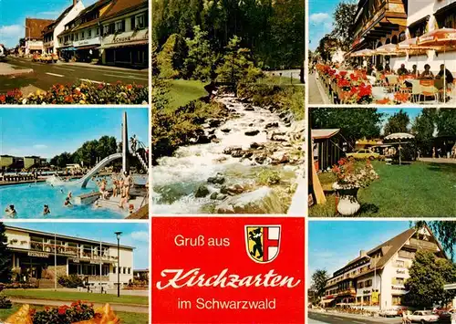 AK / Ansichtskarte 73929623 Kirchzarten Ortspartien Schwimmbad Kurhaus Bachlauf Park