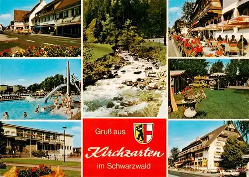 AK / Ansichtskarte  Kirchzarten Ortspartien Schwimmbad Kurhaus Bachlauf Park