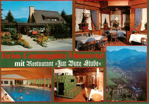 AK / Ansichtskarte 73929624 Muenstertal__Schwarzwald Ferien Campingplatz mit Restaurant Bure Stube Gastraeume Hallenbad