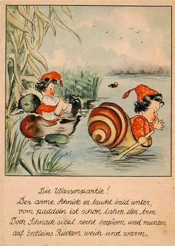 AK / Ansichtskarte  Zwerge_Dwarfs_Nains Die Wasserpartie