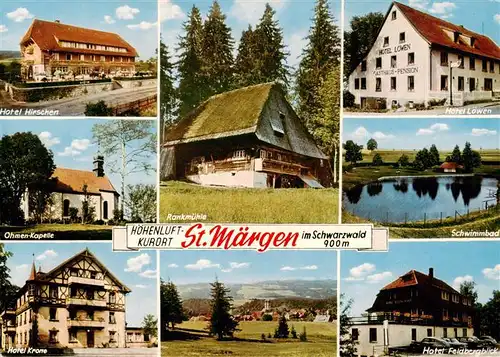 AK / Ansichtskarte  St_Maergen Hotel Hirschen Ohmen Kapelle Hotel Krone Rankmuehle Hotel Loewen Schwimmbad Hotel Feldbergblick