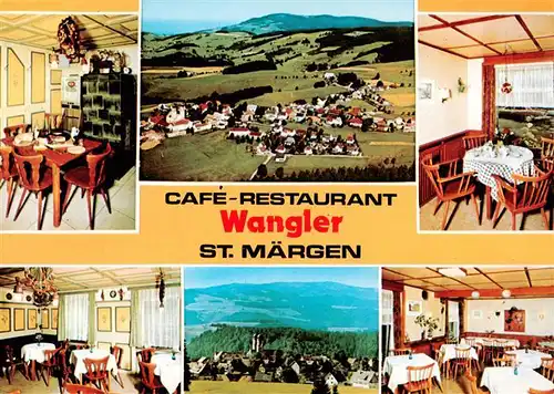 AK / Ansichtskarte 73929817 St_Maergen Cafe Restaurant Wangler Gaststuben Panorama Wallfahrtskirche