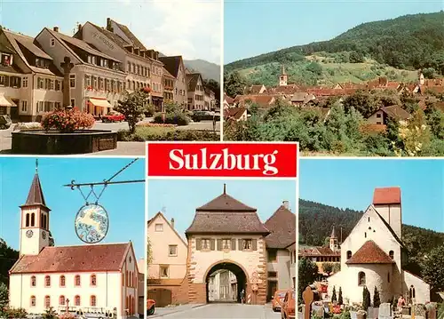 AK / Ansichtskarte 73929819 Sulzburg_Freiburg Marktplatz Panorama Kirche Stadttor Friedhofskapelle