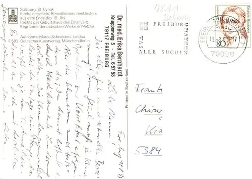 AK / Ansichtskarte  Sulzburg_Freiburg St Cyriak Kirche mit Geburtshaus Ernst Leitz