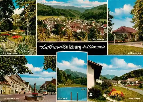 AK / Ansichtskarte 73929835 Sulzburg_Freiburg Kurgarten Ortsansicht Marktbrunnen Freibad Kinderdorf