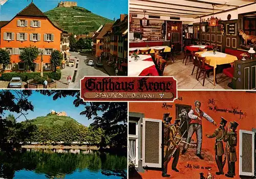 AK / Ansichtskarte 73929858 Staufen__Breisgau Gasthaus Krone Gastraum Burgruine