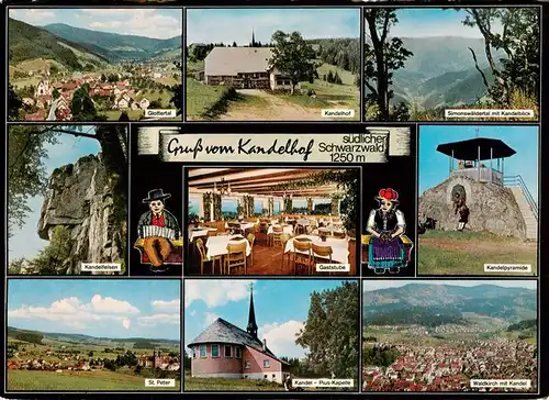 AK / Ansichtskarte  Kandel_Breisgau Glottertal Kandelhof St Peter Kandelfelsen Gaststube Kandelblick mit Simonswaeldertal Skilift Waldkirch Kandelpyramide