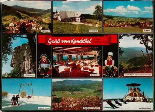 AK / Ansichtskarte 73929903 Kandel_Breisgau Glottertal Kandelhof Gaststube St Peter Kandelfelsen Kandelblick Skilift Waldkirch Kandelpyramide