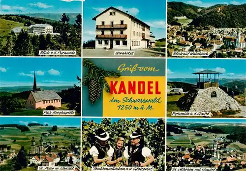 AK / Ansichtskarte  Kandel_Breisgau Berggasthaus Kandel Berghotel Waldkirch Pius Bergkapelle Kandelpyramide St Peter Glottertaeler Trachtenmaedchen St Maergen