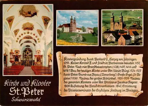 AK / Ansichtskarte 73929933 St_Peter_Schwarzwald Kirche Inneres und Kloster