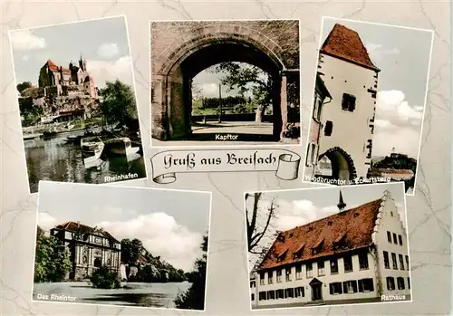 AK / Ansichtskarte 73929949 Breisach_Rhein Muenster Rheinhafen Kapftor Windbruchtor Rheintor Rathaus