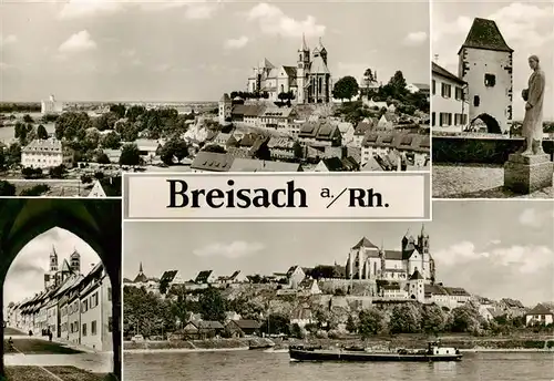 AK / Ansichtskarte 73929962 Breisach_Rhein Panorama Stephansmuenster Tordurchblick Rheinpartie