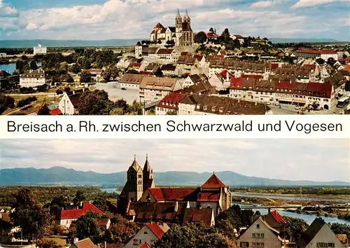 AK / Ansichtskarte 73930004 Breisach_Rhein Panorama mit Marktplatz und Stephansmuenster 