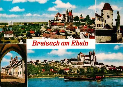 AK / Ansichtskarte 73930024 Breisach_Rhein Stadtpanorama Blick zum St. Stephansmuenster Rheinschiffahrt Denkmal Statue