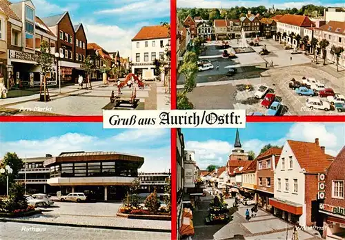 AK / Ansichtskarte 73930050 Aurich_Ostfriesland Marktplatz Markt Rathaus Wilhelmstrasse