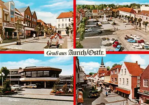 AK / Ansichtskarte 73930052 Aurich_Ostfriesland Am Markt Marktplatz Rathaus Wilhelmstrasse