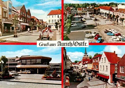 AK / Ansichtskarte 73930071 Aurich_Ostfriesland Am Markt Marktplatz Rathaus Wilhelmstrasse