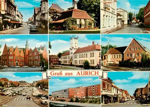 AK / Ansichtskarte 73930074 Aurich_Ostfriesland Wilhelmstr Ostfries Landschaft Markt Pingelhus Schloss Krankenhaus Burgstrasse Jugendherberge Norderstr