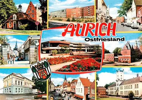 AK / Ansichtskarte 73930081 Aurich_Ostfriesland Pingelhus Burgstrasse Piqueur Hof Krankenhaus Rathaus Wilhelmstr Norderstr Ostfries Landschaft Schloss