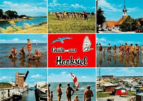 AK / Ansichtskarte 73930143 Hooksiel_Nordseebad Gymnastik Kirche Wattwandern Schleuse Camping