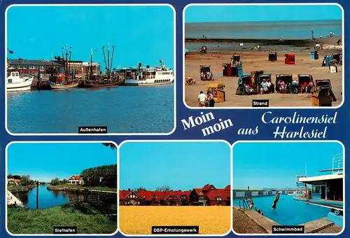 AK / Ansichtskarte 73930185 Carolinensiel-Harlesiel_Ostfriesland Aussenhafen Strand Sielhafen DBP Erhaltungswerk Schwimmbad