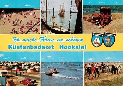 AK / Ansichtskarte  Hooksiel_Nordseebad Strandpartien Krabbenkutter Camping Badespass Reitergruppe