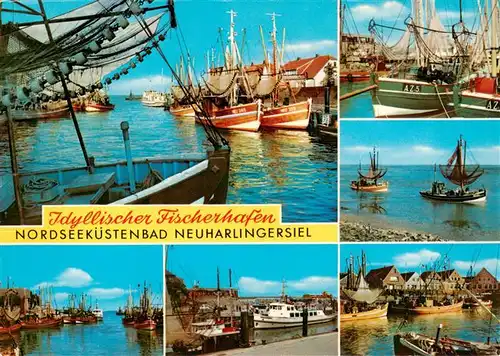 AK / Ansichtskarte  Neuharlingersiel Kutterhafen Teilansichten Fischkutter