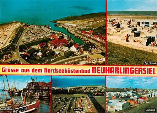 AK / Ansichtskarte  Neuharlingersiel Fliegeraufnahme Strand Am Hafen Am Tief Camping