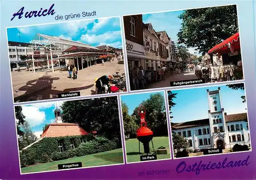 AK / Ansichtskarte 73930289 Aurich_Ostfriesland Marktplatz Fussgaengerzone Pingelhus Im Park Schloss