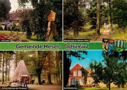 AK / Ansichtskarte  Hesel_Leer_Ostfriesland Ortsmitte Wanderweg Heseler Wald Kuehlerhuette Gut Stikelkamp