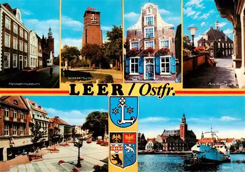 AK / Ansichtskarte 73930298 Leer_Ostfriesland Heimatmuseum Wasserturm Woffsches Haus Am Rathaus Muehlenstrasse Hafenpartie