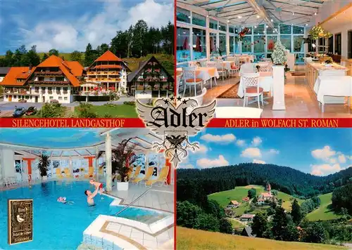 AK / Ansichtskarte 73930341 St_Roman_Wolfach Silencehotel Landgasthof Adler Restaurant Hallenbad Landschaft Schwarzwald