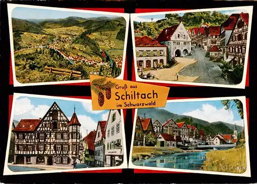 AK / Ansichtskarte 73930364 Schiltach Panorama Motive Ortszentrum Fachwerkhaeuser Partie an der Kinzig