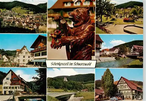 AK / Ansichtskarte 73930379 Schenkenzell Teilansichten Luftkurort im Schwarzwald Holzfigur