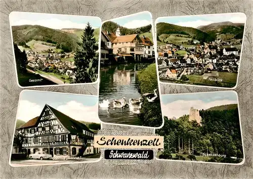 AK / Ansichtskarte 73930425 Schenkenzell Teilansichten Luftkurort im Schwarzwald Gasthof Sonne Burgruine
