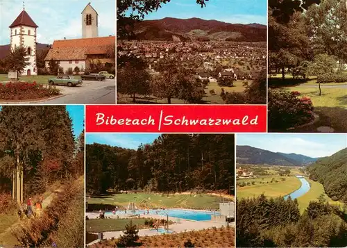 AK / Ansichtskarte 73930483 Biberach_Kinzigtal_Baden Panorama Erholungsort im Schwarzwald Kirche Landschaft Wandern Freibad