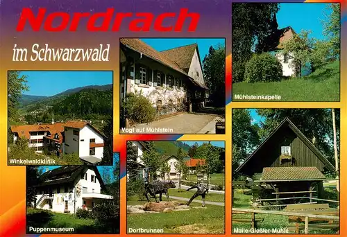 AK / Ansichtskarte 73930488 Nordrach Winkelwaldklinik Puppenmuseum Dorfbrunnen Muehlsteinkapelle Muehle Luftkurort im Schwarzwald