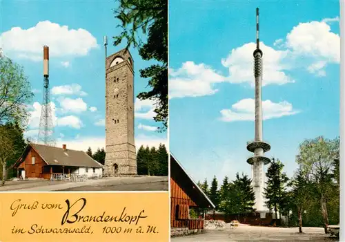 AK / Ansichtskarte 73930494 Oberharmersbach Rasthaus Aussichtsturm Sendetuerme auf dem Brandenkopf