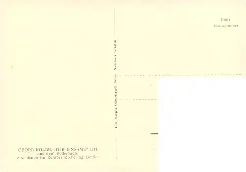 AK / Ansichtskarte  Kolbe_Georg_Skulpturen Der Einsame 1927 aus dem Kolbebuch