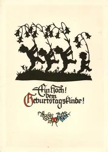 AK / Ansichtskarte  Scherenschnitt_Schattenbildkarte Ein Hoch auf Geburtstagskind