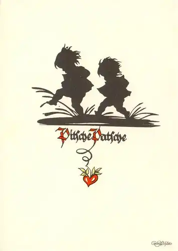 AK / Ansichtskarte  Scherenschnitt_Schattenbildkarte Pitsche Patsche Kinder