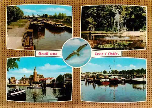 AK / Ansichtskarte 73930614 Leer_Ostfriesland Kanal Park Panorama Hafenpartie