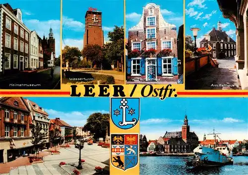 AK / Ansichtskarte 73930636 Leer_Ostfriesland Heimatmuseum Wasserturm Wolffsches Haus Rathaus Muehlenstrasse Hafen